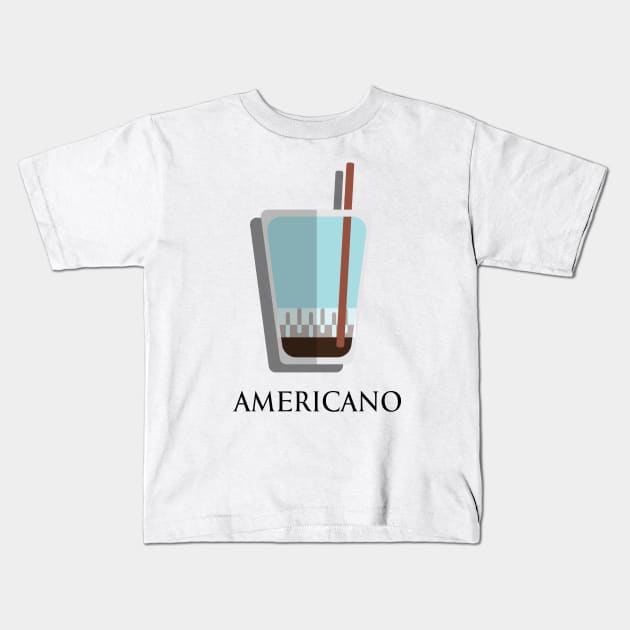 Iced Cold Americano coffee front view in flat design style Kids T-Shirt by FOGSJ